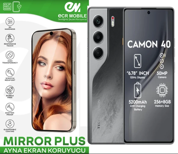 Tecno Camon 40 Esnek Ayna(Mirror) 9H Nano Ekran Koruyucu ürün görseli 1