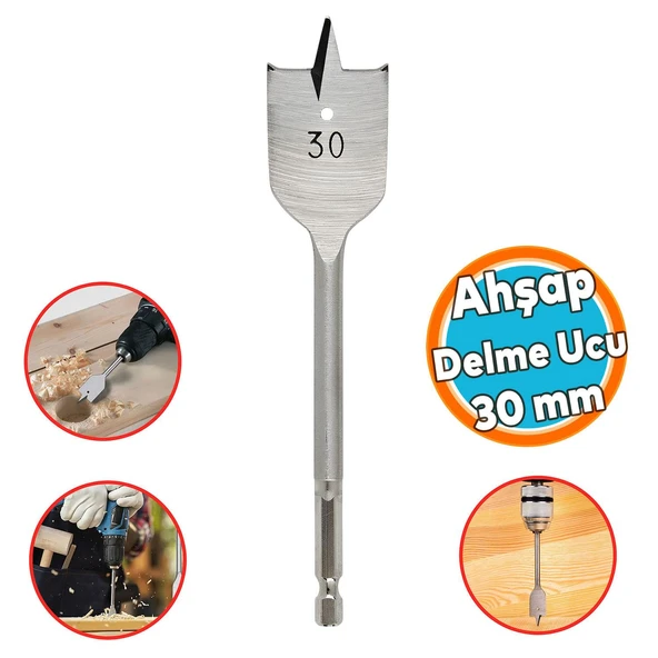 Ahşap Delme Ucu Matkap Ucu Tahta Sunta Plastik Alçıpan Delme Ucu Bits Yaprak Uç 30 mm ürün görseli 1