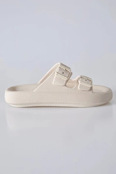 TOMMY LIFE Bej Yüksek Tabanlı Çift Tokalı Erkek Terlik -89302 ürün görseli 1