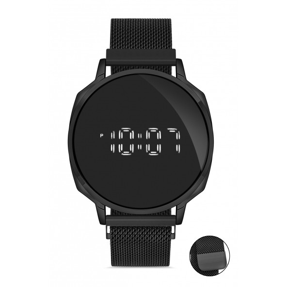 DESİNGSHOP Mıknatıslı Hasır Kordon Dijital Dokunmatik Unisex Kol Saati dsg5689 ürün görseli 1