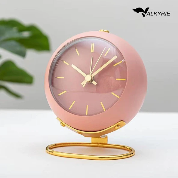 Valkyrie Akar Saniyeli Işıklı Metal Gold Dijital Masa Saati Alarmlı Pembe ürün görseli 1