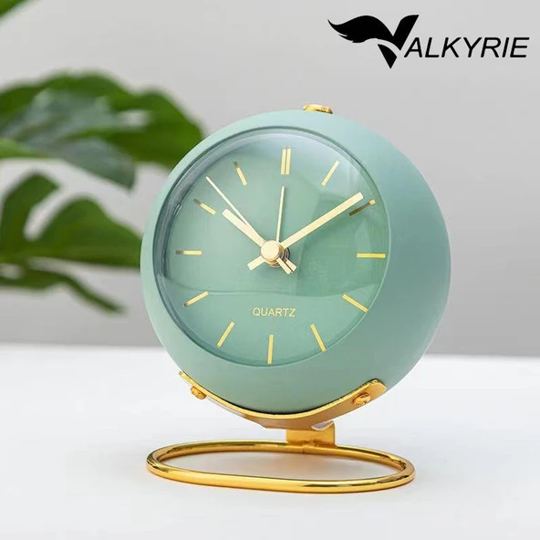 Valkyrie Akar Saniyeli Işıklı Metal Gold Dijital Masa Saati Alarmlı Yeşil ürün görseli 1
