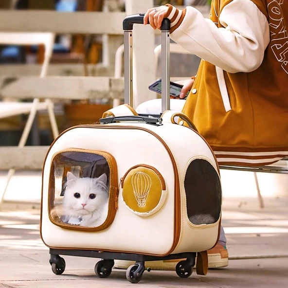 Kedi Küçük Irk Köpek Seyahat Sırt Çantası ve Tekerlekli Kullanımlı ürün görseli 1