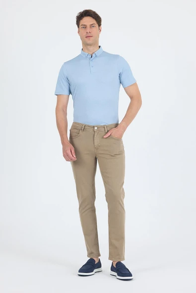 Bej Pamuklu 5 Cep Casual Slim Fit 5 Cep Pantolon 1003250318 ürün görseli 1