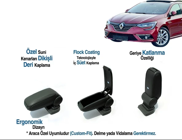 RENAULT MEGANE IV ARACA ÖZEL KOL DAYAMA VİDASIZ KOLÇAK 2016 2017 2018 2019 2020 2021 2022 2023 2024 ürün görseli 1