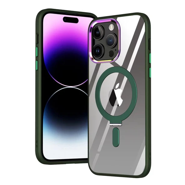 İPhone 15 Pro Uyumlu Magne Standlı Kapak - Resim 2