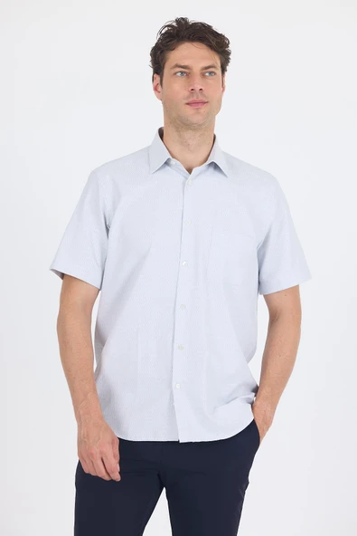 Beyaz Sert  Yaka Kısa Kol Cepli  Comfort Fit Cls Gömlek 1004250260 ürün görseli 1