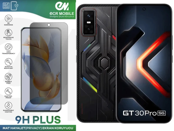 Infinix GT30 Pro Ekran Koruyucu Tam Uyumlu 9H Esnek Nano Kırılmayan MAT HAYALET(Privacy) ürün görseli 1
