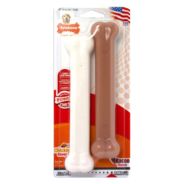 829041-Nylabone Tavuk ve Domuz Aromalı Köpek Çiğneme Kemiği L 2Li ürün görseli 1