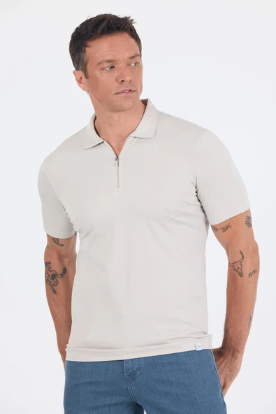 Taş Rengi Kısa Kol Düz Suprem Polo Yaka Cepsiz Esnek Casual Slim Fit Tişört 1011250161 ürün görseli 1