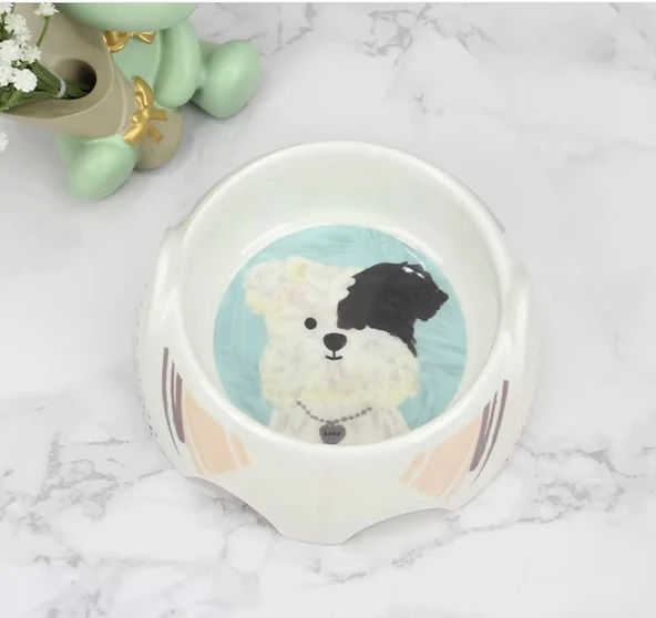 Bobo Melamin Kaymaz Taban Yüz Baskılı Köpek Mama Kabı 550 ml ürün görseli 1