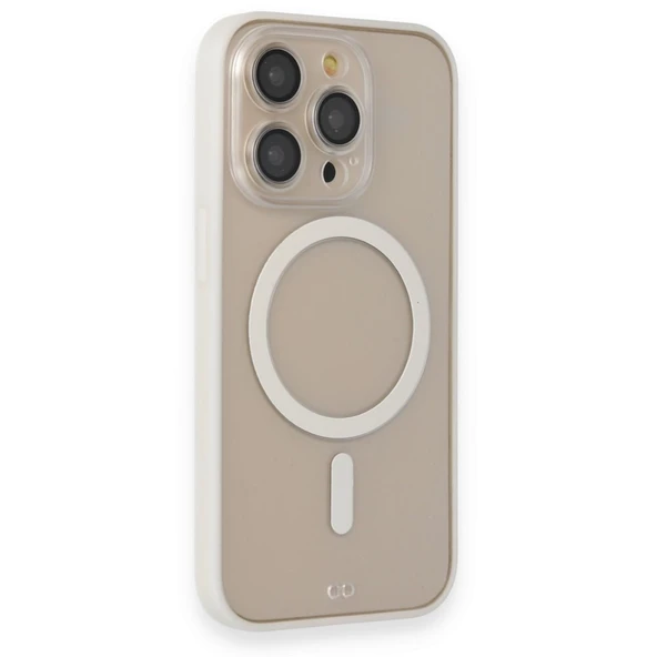 İPhone 15 Pro Uyumlu Beyaz Magsafe Özellikli Gora Kılıf ürün görseli 1