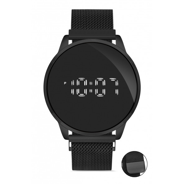 DESİNGSHOP Mıknatıslı Hasır Kordon Dijital Dokunmatik Unisex Kol Saati dsg5695 ürün görseli 1