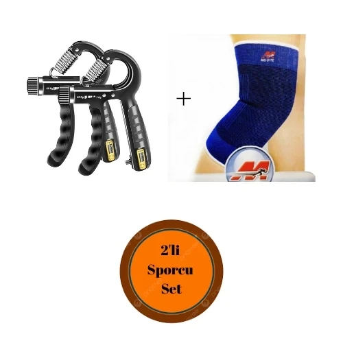 Sayaçlı Bilek Güçlendirme Yayı 5-60 Kg Siyah + Sporcu Dizlik Set ürün görseli 1