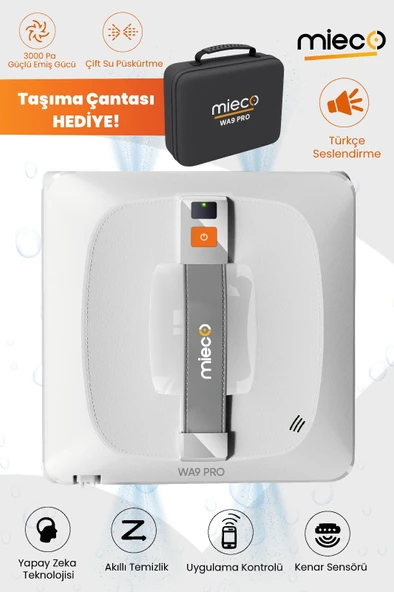 Mieco WA9 Pro Çift Yönlü Su Püskürtmeli Cam Temizleme Robotu (Kumandalı) ürün görseli 1