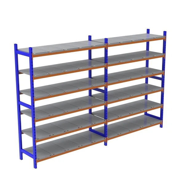 6 Katlı Duble Depo Rafı - 300-350 Kg Taşıma Kapasiteli Hafif Rack Raf  50x120x250 cm ürün görseli 1