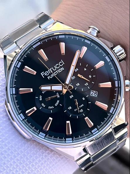 Ferrucci 2 Yıl Garantili Çelik Kordon İç Kadran Özellikleri Aktif 3 Atm Erkek Kol Saati EF.12654.02 ürün görseli 1