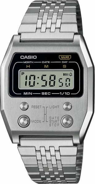 Casio A1100D-1DF Retro Quartz Dijital Çelik Gri 35 mm Erkek Kol Saati ürün görseli 1