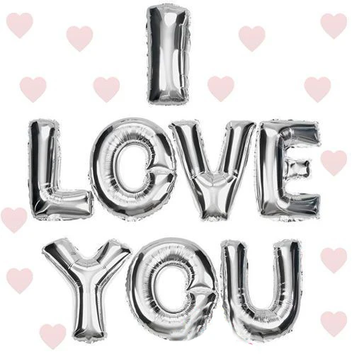 I Love You Folyo Balon Gümüş Renk 35 CM ürün görseli 1