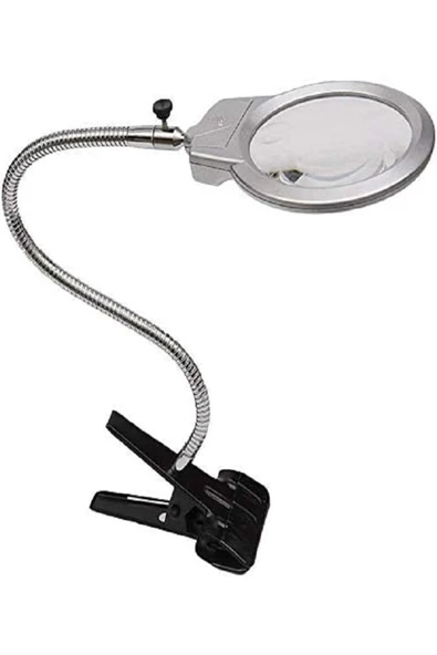 biyeniliklazim Mandallı büyüteç dikiş nakış büyüteci tamirci büyüteci led lambalı mercek 130mm ürün görseli 1