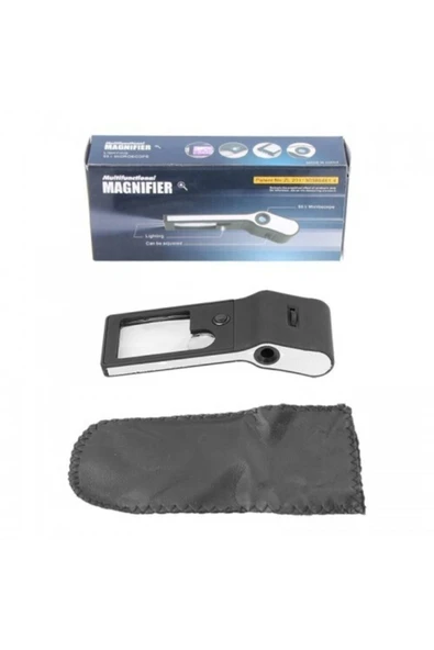 Bosile Çok Fonksiyonlu Led Işıklı 3x 10x Kuyumcu Cep Büyüteç 55x Mikroskop. ürün görseli 1