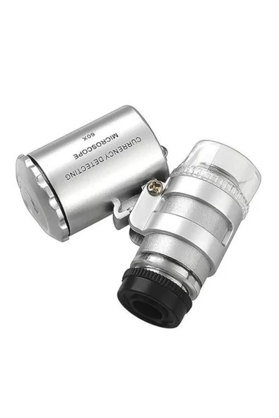 Bosile 60x Mini Cep Mikroskop Led+uv Işık Kuyumcu Antikacı Büyüteç 9882 ürün görseli 1