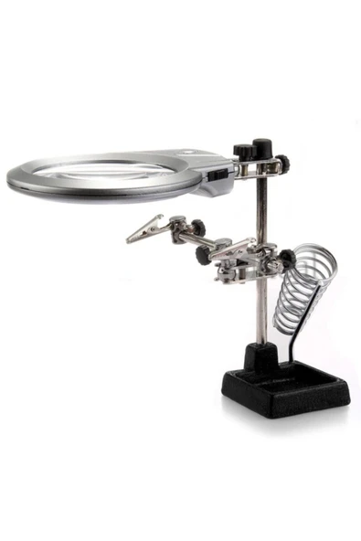 Nikula Mg16129-b 130 Mm. 2.5x, 5x Mercek Masa Üstü Ledli Mini Büyüteç Havya Stand Pcb Tutucu ürün görseli 1