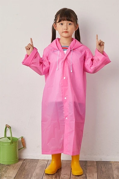 EZMK EV GEREÇLERİ Marlux Çocuk Yağmurluk, Su Geçirmez Kıyafet Üstü Eva Kumaş Pembe ürün görseli 1