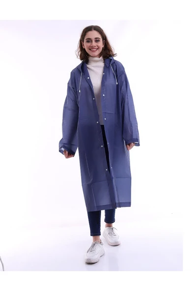 ÖNDER MODA Kadın Erkek Antrasit Kapüşonlu Çıtçıtlı Eva Yağmurluk Rüzgarlık ürün görseli 1