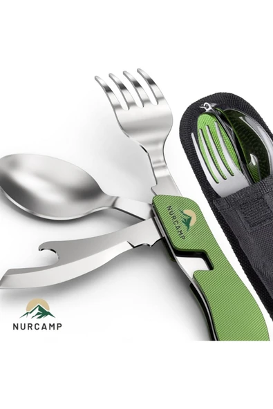 Nurcamp 4'ü 1 Arada Katlanır Kamp Kaşık Çatal Bıçak Seti ürün görseli 1