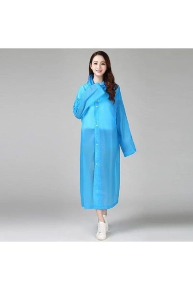 İstoc Trend Unisex Mavi Şeffaf Yağmurluk ürün görseli 1