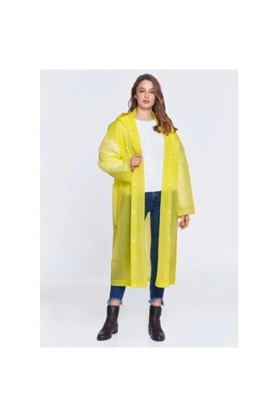 İstoc Trend Unisex Sarı Şeffaf Yağmurluk ürün görseli 1