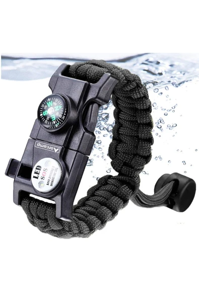 Orgaz Out-4300 Paracord Hayatta Kalma Bilekliği Siyah ürün görseli 1