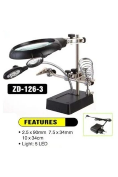 Arduino Mg16129-c Led Işıklı Büyüteçli - Mercekli Havya Sehpası Zd-126-3 ürün görseli 1