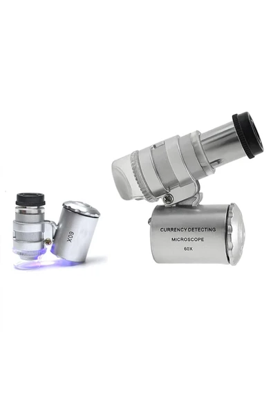 Microcase 60x Mini Cep Mikroskopu Uv Ledli Cam Büyüteç Çantalı ürün görseli 1