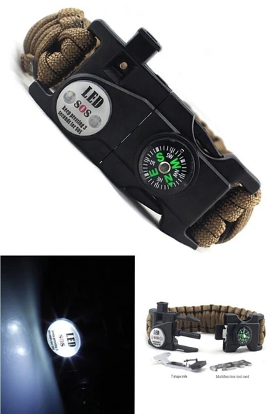 Bosile Paracord Hayatta Kalma Bilekliği Turuncu-siyah ürün görseli 1