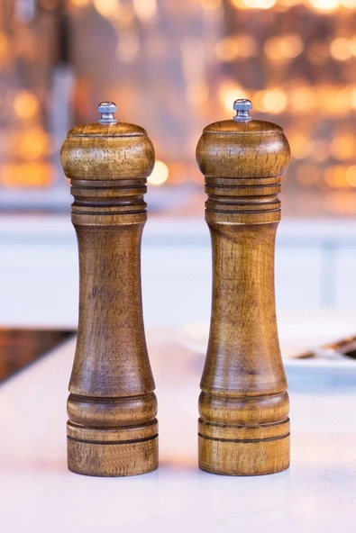 Voltmar 2'li Set Masterchef Tuz Karabiber Değirmeni Baharat Öğütücü Ceviz Ahşapı 21 Cm ürün görseli 1