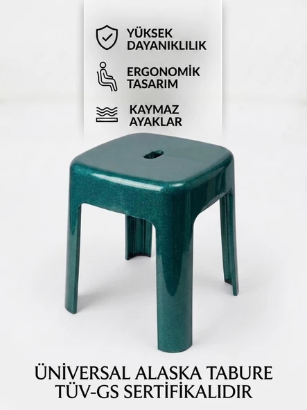 Yeşil, Plastik Alaska Model Sağlam Tabure 36x36x46cm ürün görseli 1