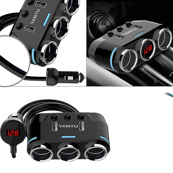 3'lü çakmak soketi 12V-24V 10A / ICCA114 ürün görseli 1