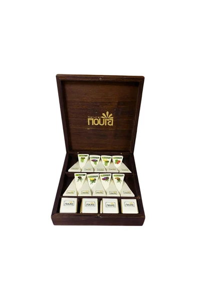 Noura Natural Hediyelik 18’li Çay Ve Madlen 20’li Çikolata Ahşap Kutusu ürün görseli 1