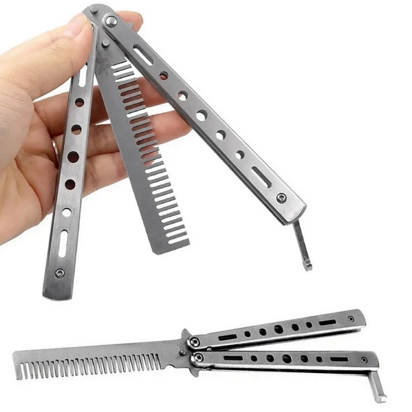 Metal Kelebek Şeklinde Çelik Tarak Saç Şekillendirici Tarak Taşınabilir - Gümüş Renk Kelebek Tarak ürün görseli 1