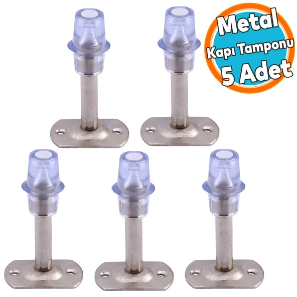 Kapı Stoperi Tamponu Metal Kapı Durdurucu Tutucu Kapı Altı Üstü Stopu Silikonlu Krom 8 cm (5 Adet) ürün görseli 1