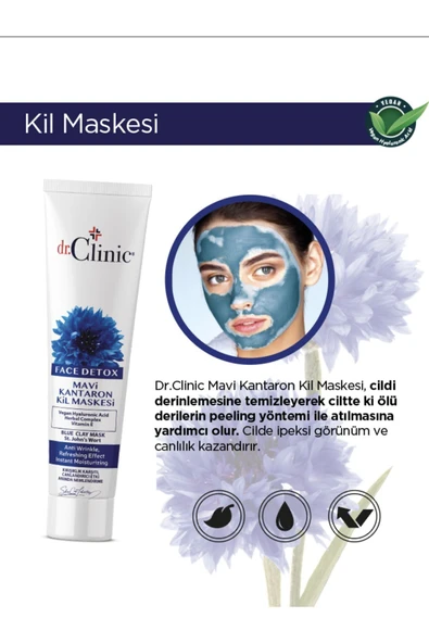 DR. CLİNİC MAVİ KANTARON KİL MASKESİ 100 ML (KIRIŞIKLIK KARŞITI) ürün görseli 1