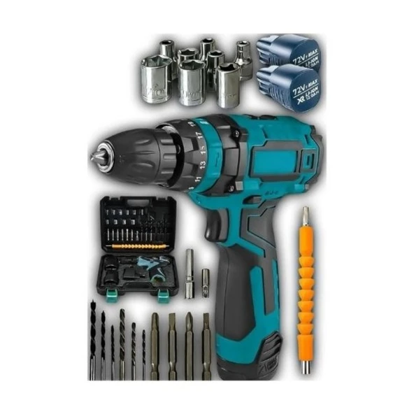 Alman Torq 58VOLT 12 Ah Otamatik Korumalı Çelik Şanzuman 2 Akülü Matkap Akülü Vidalama Şarjlı Matkap ürün görseli 1