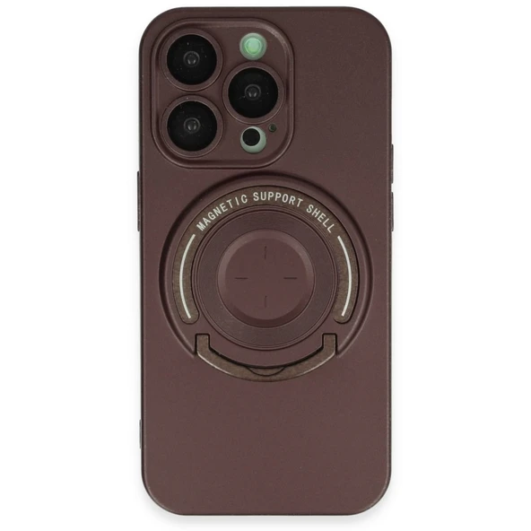 İPhone 13 Pro Uyumlu Standlı Magneticsafe Kahverengi Luta Kılıf ürün görseli 1