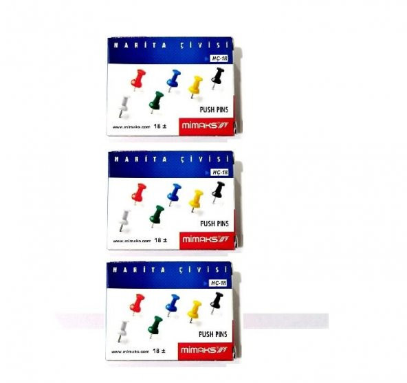Harita Çivisi Pano İğnesi Mimaks Renkli Harita Çivisi 3 Paket ürün görseli 1
