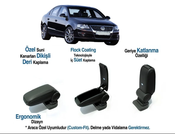 PASSAT B6 ARACA ÖZEL KOL DAYAMA VİDASIZ KOLÇAK  2006 2007 2008 2009 2010 ürün görseli 1