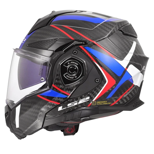 LS2 ADVANT X KARBON FUTURE II BEYAZ-MAVİ KASK - Resim 2