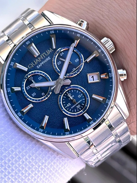 Quantum Sapphire Cizilmez Cam Çelik Kordon İç Kadran Fonksiyonları Aktif 10 Atm Erkek Kol Saat NQ390 ürün görseli 1