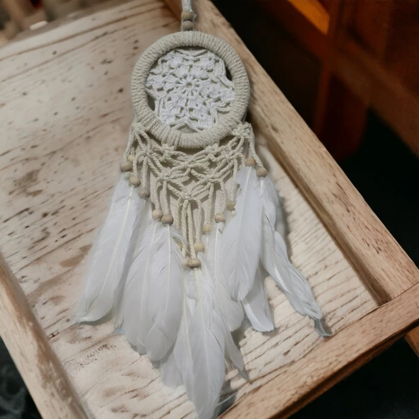 Rüya Kovan Dream Catcher Beyaz Kuş Tüylü ürün görseli 1